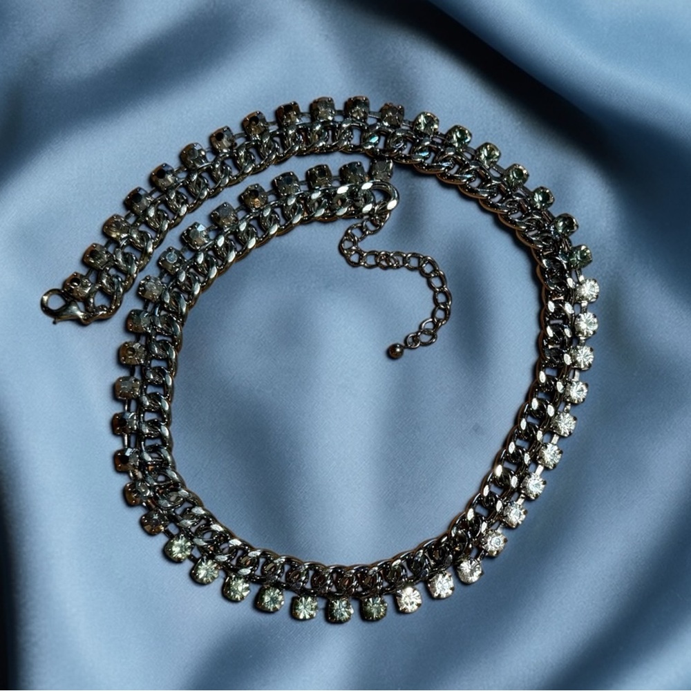 Stunning Gunmetal & Crystal Choker